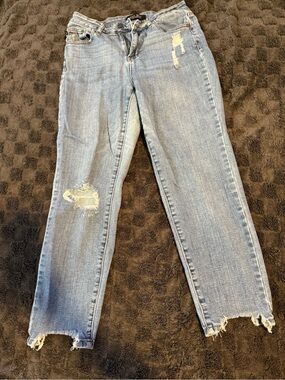 Judy Blue Light Blue Distressed Ankle Jeans